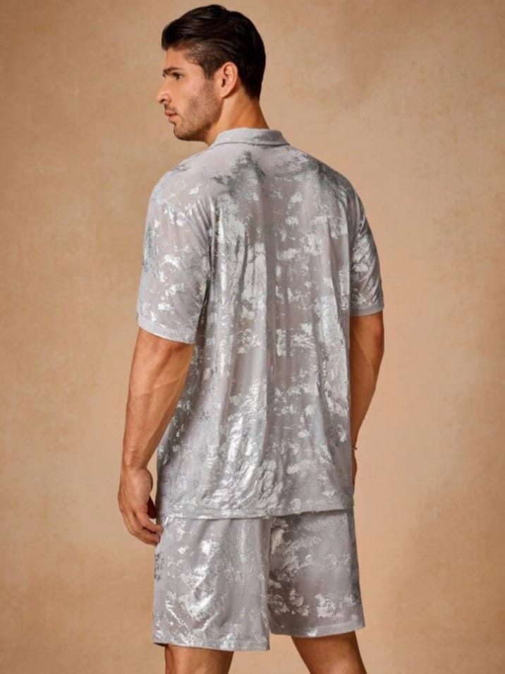 Uptown Funky Men's Woven Loose Fit Sleepwear Shirt & Short Set